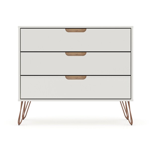Manhattan Comfort Rockefeller Dresser in Off White and Nature (Set of 2) - 2-103GMC3
