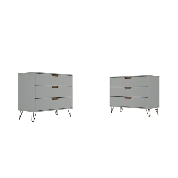 Manhattan Comfort Rockefeller Dresser in Off White and Nature (Set of 2) - 2-103GMC3