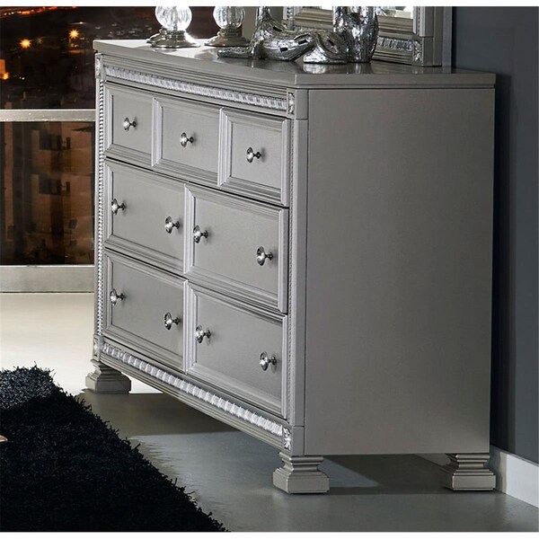 Made4Mattress 36.75 x 19.5 x 65 in. Bevelle Dresser - Silver - MA2989913