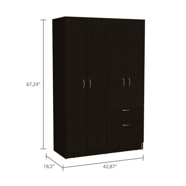 Tuhome Vaupes Armoire, Double Door Cabinet, One Drawer, Five Interior Shelves, Rod, Black/White - CLW5953