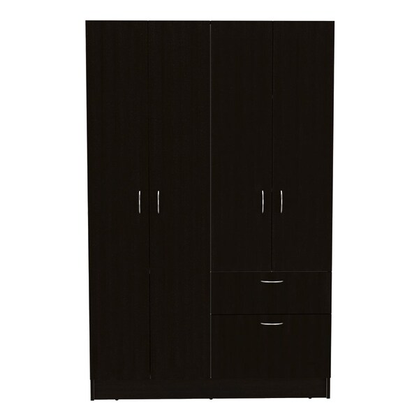 Tuhome Vaupes Armoire, Double Door Cabinet, One Drawer, Five Interior Shelves, Rod, Black/White - CLW5953