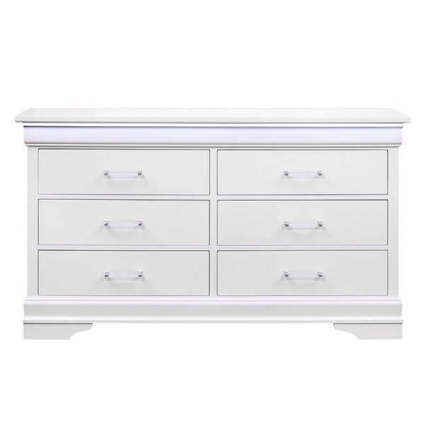 Convenience Concepts CHARLIE-WHITE-DR W-LED 59.29 x 16.22 x 33.58 in. Charlie Dresser, White - HI2978276