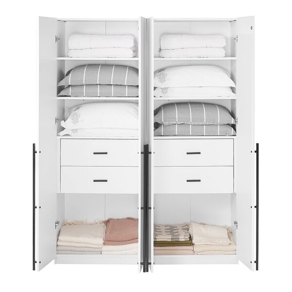 Manhattan Comfort Lee Wardrobe Closet 1.0 in White, 2PK - 2-WC001-WH