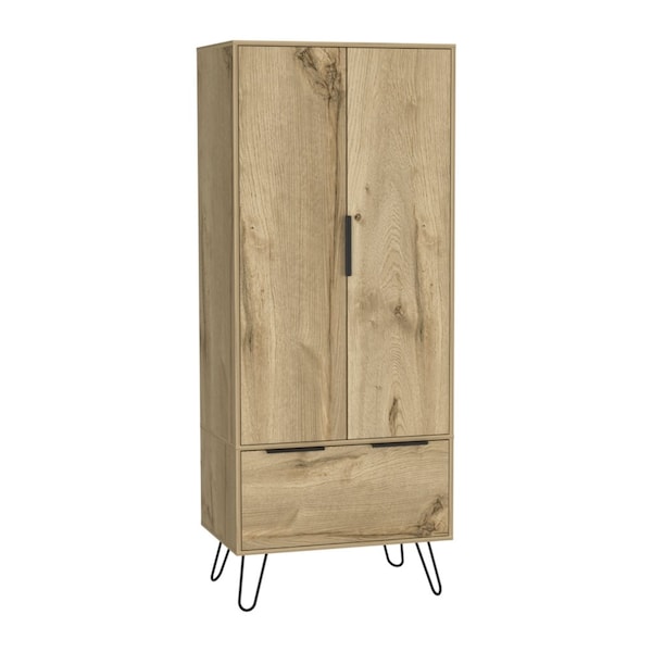 Tuhome Augusta Armoire Closet, One Drawer, Double Door Cabinet, Light Oak - CLD7029