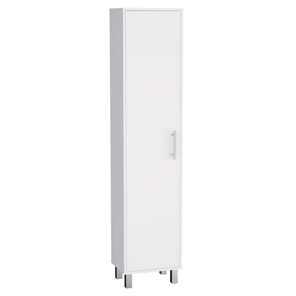 Tuhome Laska Storage Cabinet, Broom Hangers, 1 Door, White - MLB8981