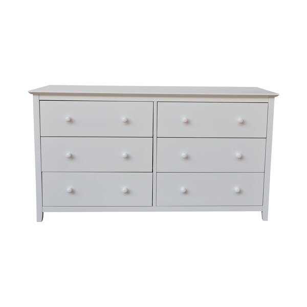 International Concepts Solid Wood Bedroom Dresser with 6 Drawers, White - BD08-8006