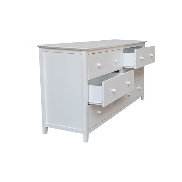 International Concepts Solid Wood Bedroom Dresser with 6 Drawers, White - BD08-8006