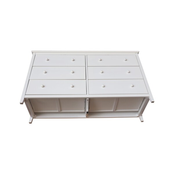 International Concepts Solid Wood Bedroom Dresser with 6 Drawers, White - BD08-8006