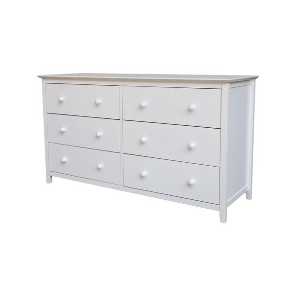 International Concepts Solid Wood Bedroom Dresser with 6 Drawers, White - BD08-8006