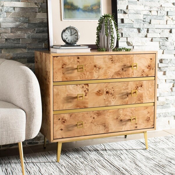 Safavieh Katia 3 Drawer Chest; Natural & Gold - 29 x 31.9 x 16 in. - CHS6413A