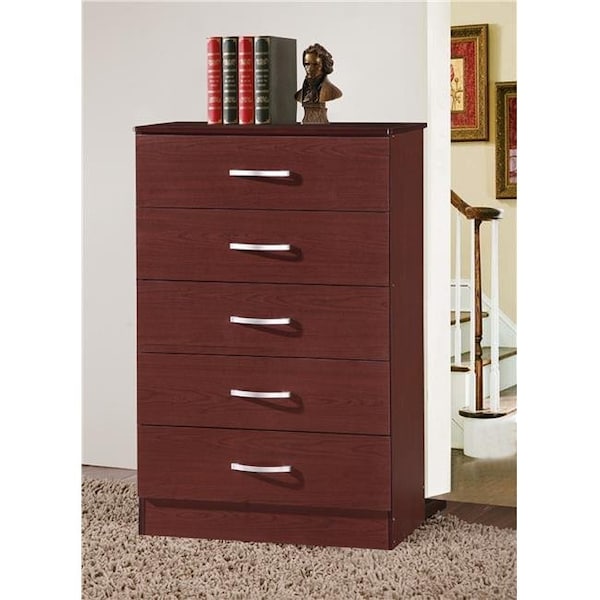 Hodedah Hodedah Hi5Dr Mahogany 5 Drawer Chest - HI5DR MAHOGANY