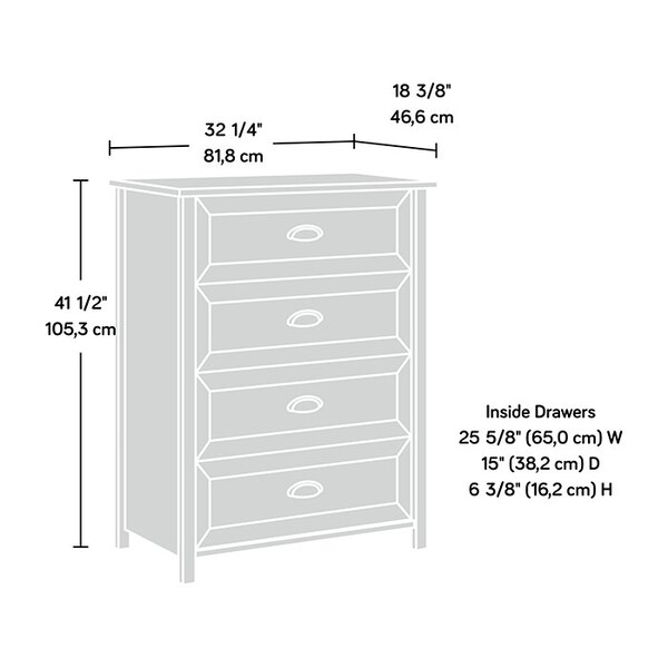 Sauder County Line 4-Drawer Chest Sw , Safety tested for stability to help reduce tip-over accidents - 416976