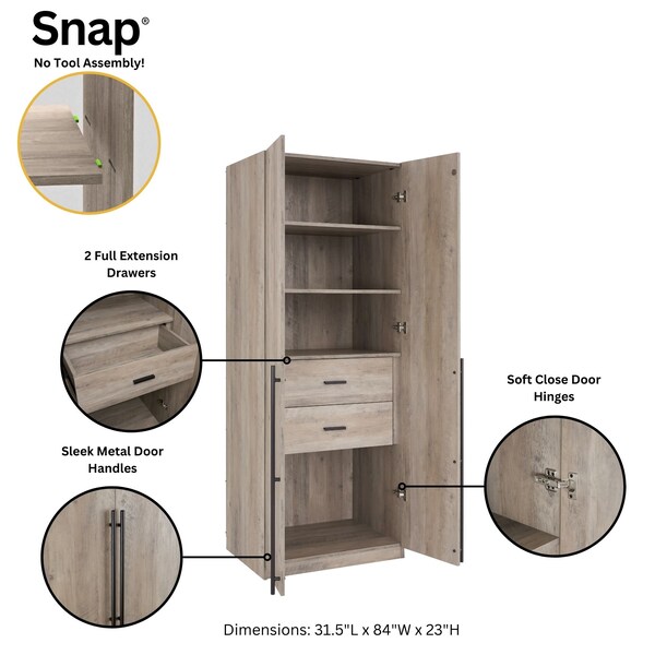 Manhattan Comfort Lee Module Wardrobe 1.0 & 3.0 Closet in Rustic Grey, 2PK - 2-WC0013-GY