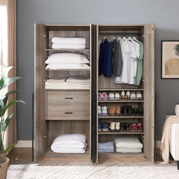 Manhattan Comfort Lee Module Wardrobe 1.0 & 3.0 Closet in Rustic Grey, 2PK - 2-WC0013-GY
