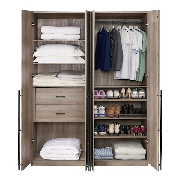 Manhattan Comfort Lee Module Wardrobe 1.0 & 3.0 Closet in Rustic Grey, 2PK - 2-WC0013-GY