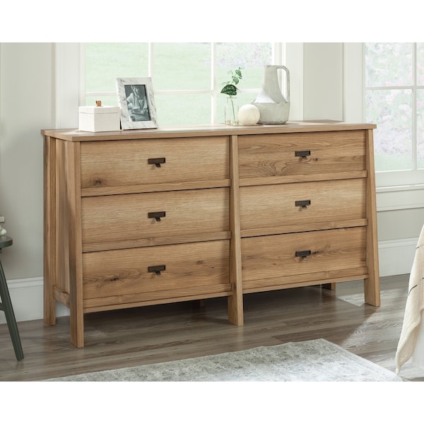 Sauder Trestle 6- Drawer Dresser To A2 , Spacious drawers feature metal runners with safety stops - 433919