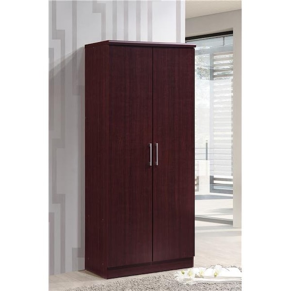 Hodedah Hodedah Hid8600 Mahogany 2 Door Wardrobe - HID8600 MAHOGANY