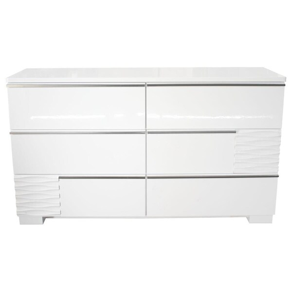 Best Master Furniture Athens White Lacquer Bedroom Dresser - ATHENS DRESSER
