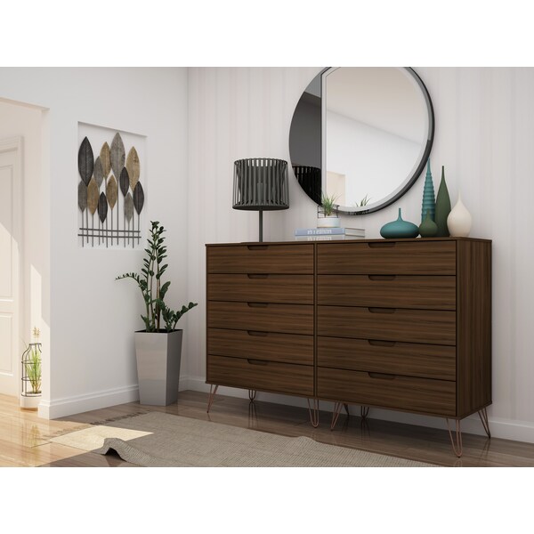Manhattan Comfort Rockefeller 10-Drawer Double Tall Dresser in Brown - 156GMC5