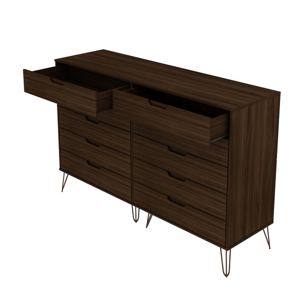 Manhattan Comfort Rockefeller 10-Drawer Double Tall Dresser in Brown - 156GMC5