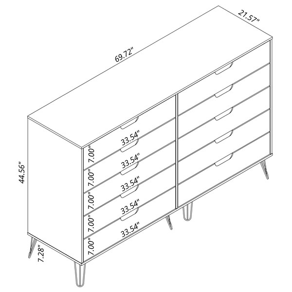 Manhattan Comfort Rockefeller 10-Drawer Double Tall Dresser in Brown - 156GMC5