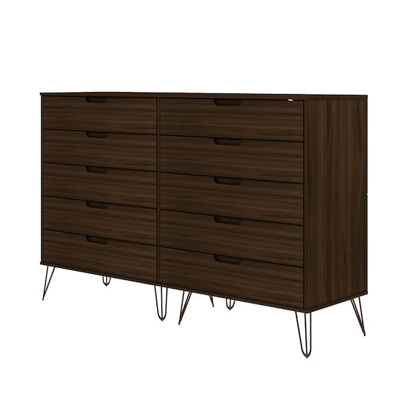 Manhattan Comfort Rockefeller 10-Drawer Double Tall Dresser in Brown - 156GMC5