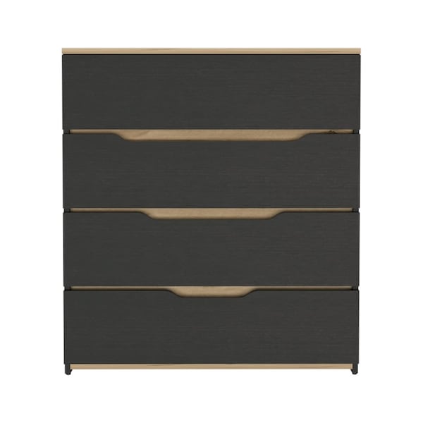 Tuhome Zoe Dresser, Superior Top, Four Drawers, Black/Light Oak - CWD7156