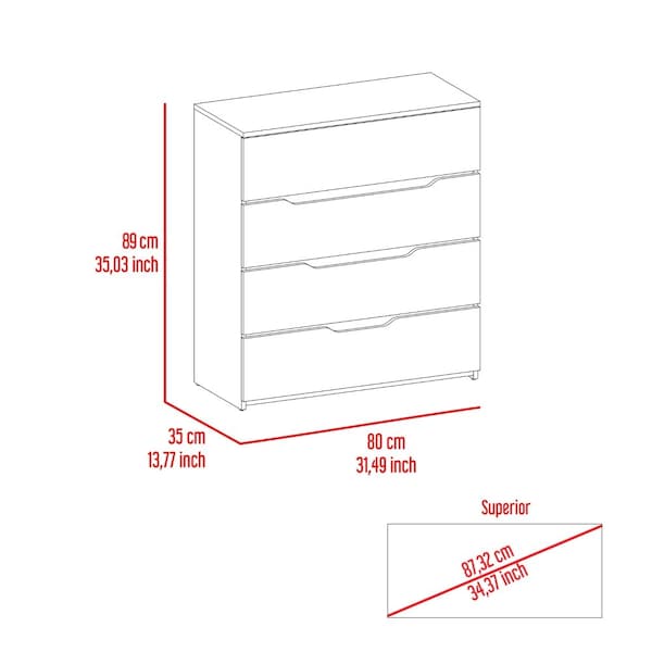 Tuhome Zoe Dresser, Superior Top, Four Drawers, Black/Light Oak - CWD7156