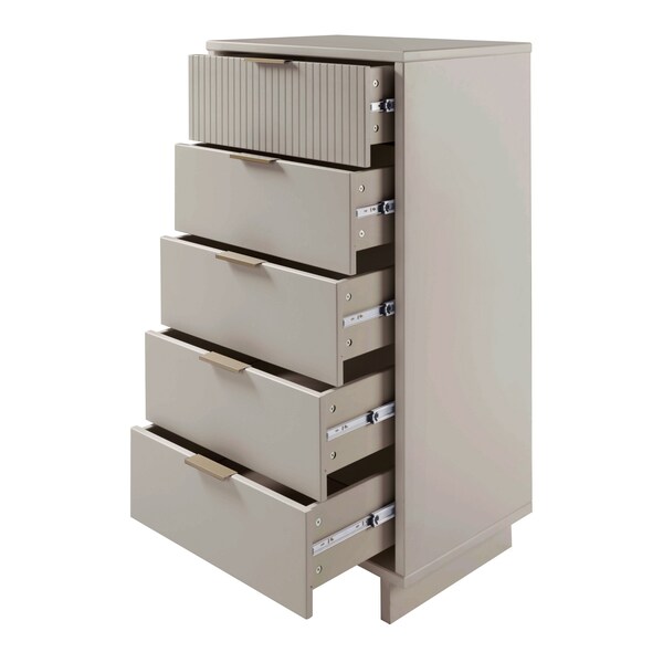 Manhattan Comfort Granville Tall 23.62 Narrow Dresser in Light Grey - DR-5006