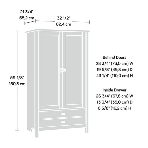 Sauder Cottage Road Armoire Raven Oak , Safety tested for stability to help reduce tip-over accidents - 432862