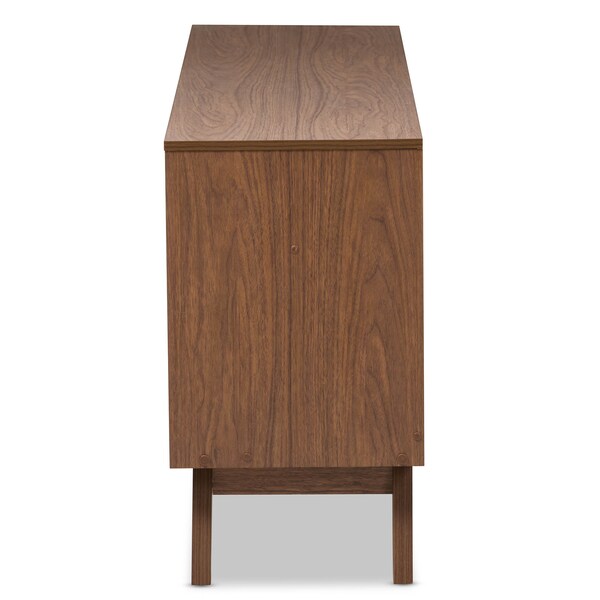 Baxton Studio Hildon Mid-Century White and Walnut Wood 6-Drawer Storage Dresser - 136-7490