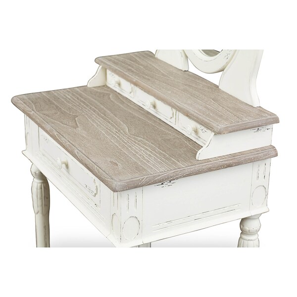 Baxton Studio Anjou Traditional French Accent Dressing Table with Mirror - 111-6038