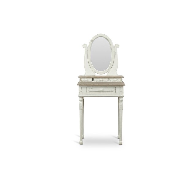 Baxton Studio Anjou Traditional French Accent Dressing Table with Mirror - 111-6038