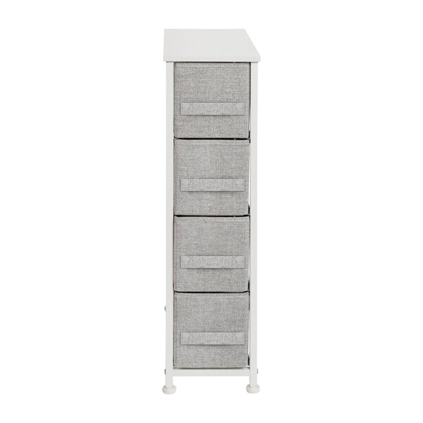 Flash Furniture White/Gray 4 Drawer Slim Dresser Organizer - WX-5L203-WH-GR-GG