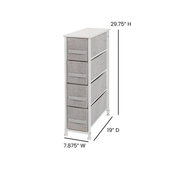 Flash Furniture White/Gray 4 Drawer Slim Dresser Organizer - WX-5L203-WH-GR-GG