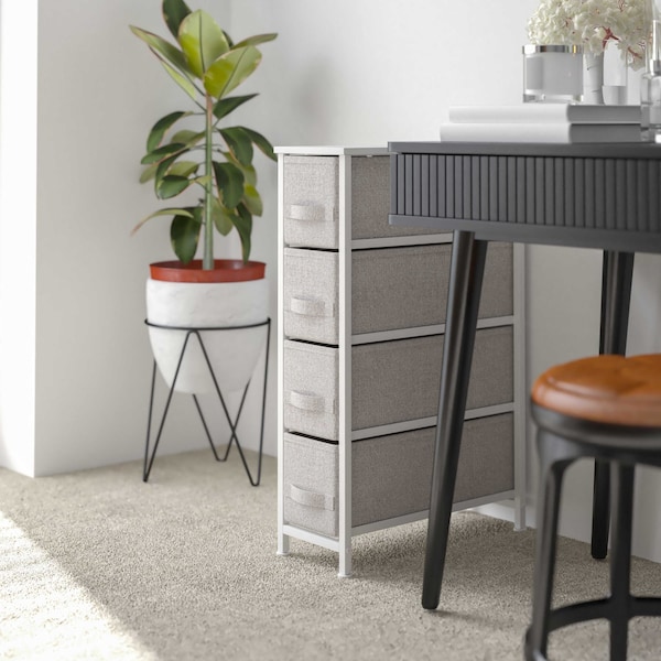 Flash Furniture White/Gray 4 Drawer Slim Dresser Organizer - WX-5L203-WH-GR-GG
