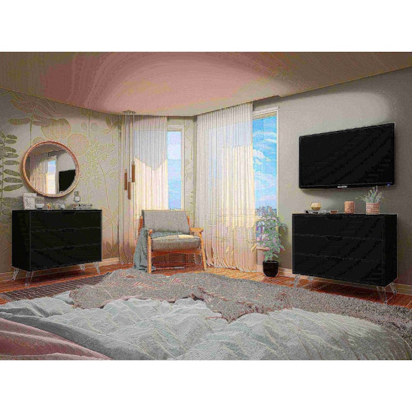 Manhattan Comfort Rockefeller Dresser in Black (Set of 2) - 2-103GMC2