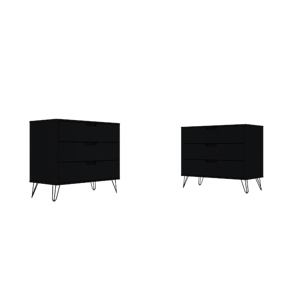 Manhattan Comfort Rockefeller Dresser in Black (Set of 2) - 2-103GMC2