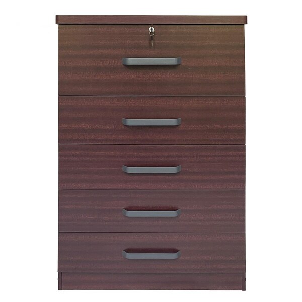 Kd Muebles De Dormitorio 15.25 x 31.5 x 47.5 in. Xia 5 Drawer Chest of Drawers - Mahogany - KD2818531