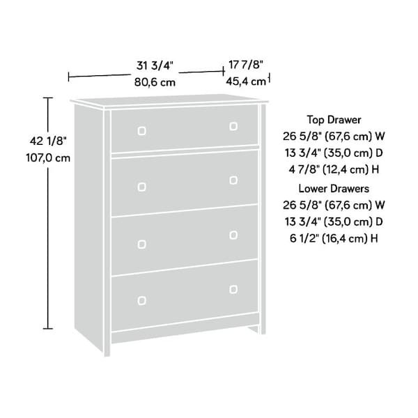 Sauder River Ranch 4-Drawer Chest Sm , Safety tested for stability to help reduce tip-over accidents - 430050