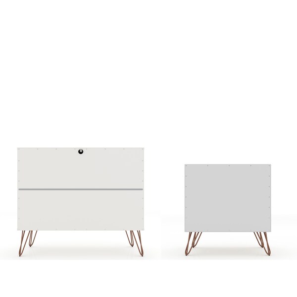 Manhattan Comfort Rockefeller Dresser and Nightstand Set, White - 104GMC1