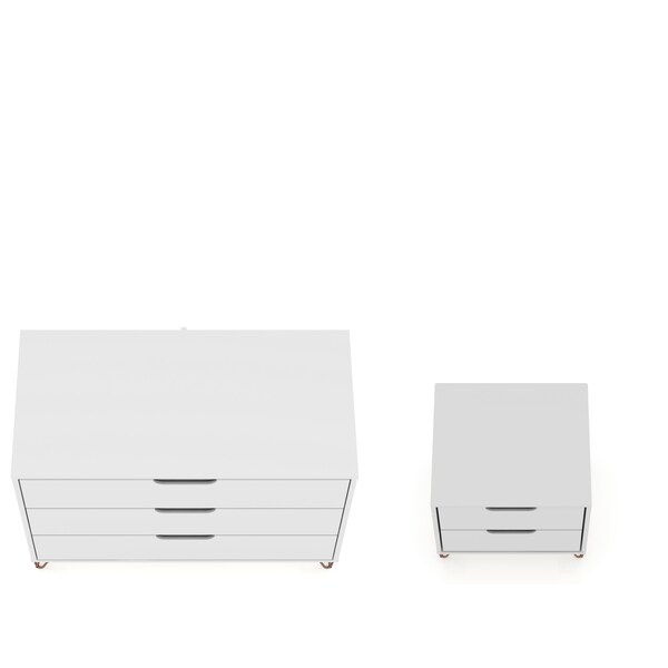 Manhattan Comfort Rockefeller Dresser and Nightstand Set, White - 104GMC1