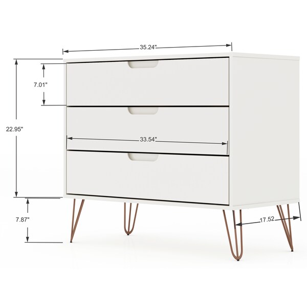 Manhattan Comfort Rockefeller Dresser and Nightstand Set, White - 104GMC1