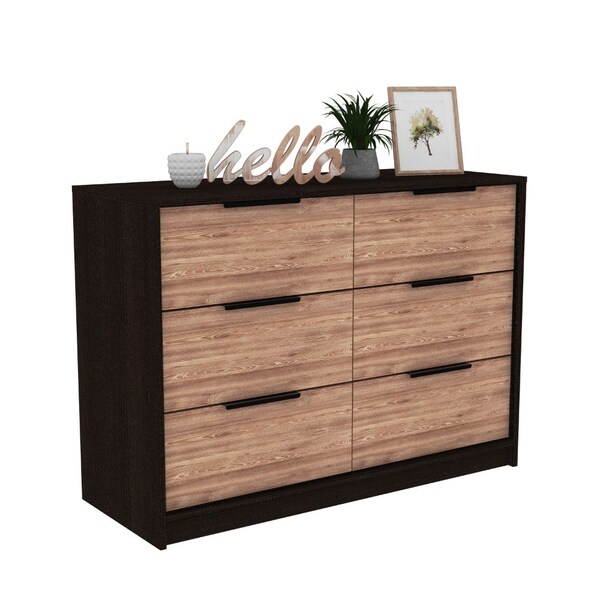 Tuhome Kaia 4 Drawers Dresser, Superior Top, Black/Pine - CWM5566