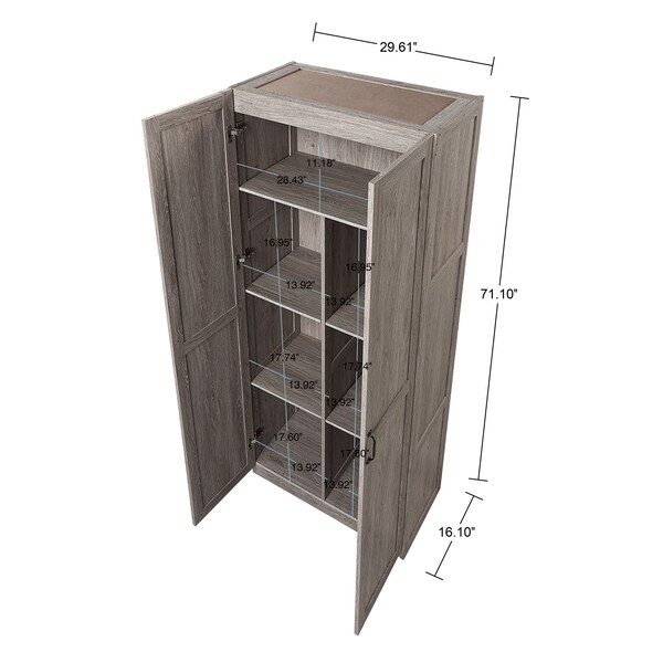 Manhattan Comfort Hopkins Storage Closet 2.0 in Grey - 2GLF-GY
