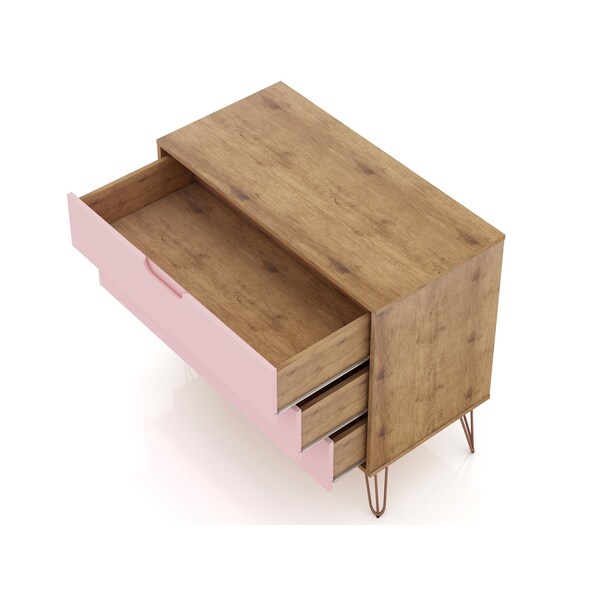 Manhattan Comfort Rockefeller Dresser in Nature and Rose Pink (Set of 2) - 2-103GMC6
