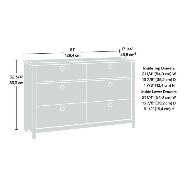 Sauder Dover Edge Dresser Go , Spacious drawers feature metal runners and safety stops - 432062