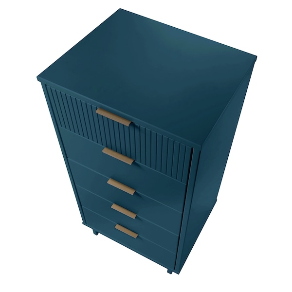 Manhattan Comfort Granville Tall 23.62 Narrow Dresser in Midnight Blue - DR-5004