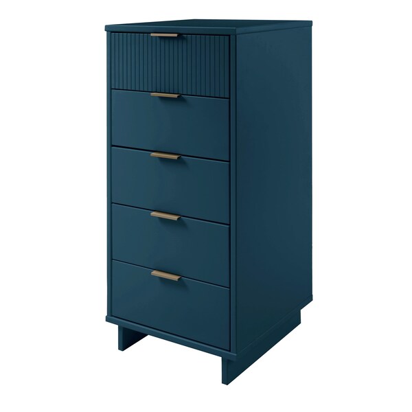 Manhattan Comfort Granville Tall 23.62 Narrow Dresser in Midnight Blue - DR-5004