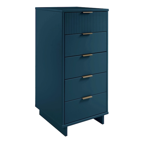 Manhattan Comfort Granville Tall 23.62 Narrow Dresser in Midnight Blue - DR-5004